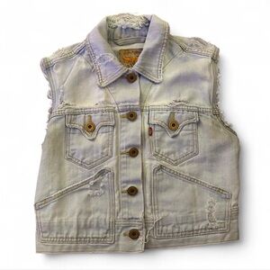 Vintage Levi’s Thrashed Distressed Denim Vest | Fits Small
